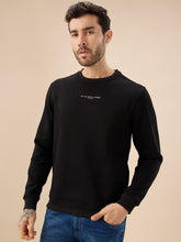 Men's Chest Typography Print Full Sleeves Round Neck Regular Fit Fleece Sweatshirt